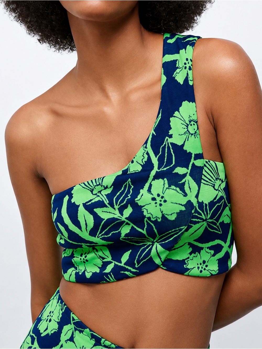 Zara Floral One Shoulder Crop Top